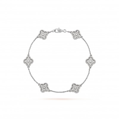 VAN CLEEF ARPELS SWEET ALHAMBRA BRACELET, 6 MOTIFS - WHITE GOLD, DIAMOND  VCARO85700